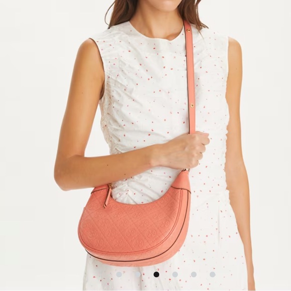 Tory Burch Pink and Brown Shoulder Bag with Embossed Design - Picture 3 of 9